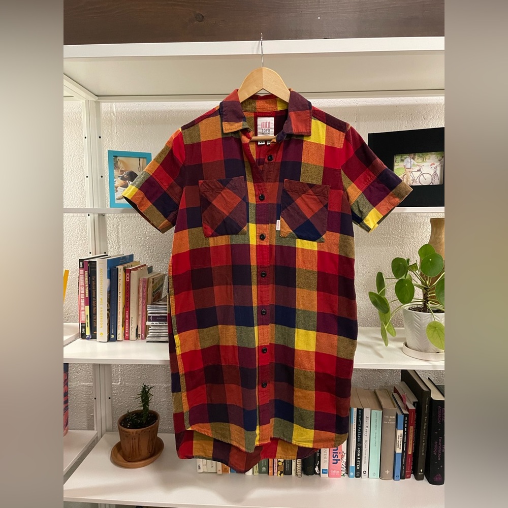 XS TOPO Designs Flannel shirt dress